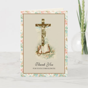 Carte De Remerciements Crucifix catholique de condoléances et de remercie