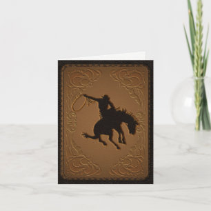 Carte De Remerciements Cuir Western Sauvage Ouest Cow-boy Remerciement Fê