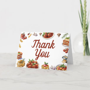 Carte De Remerciements Cuisine italienne Aquarelle 1er anniversaire