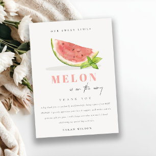 Carte De Remerciements Cuisine Notre Petit Melon Aquarelle Baby shower ro