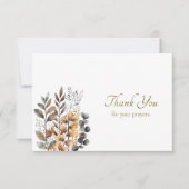 Carte De Remerciements Cuivre, Fleurs Boho Bleu Foncé Orthodoxes Funérail (Devant)