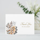 Carte De Remerciements Cuivre, Fleurs Boho Bleu Foncé Orthodoxes Funérail (Debout devant)