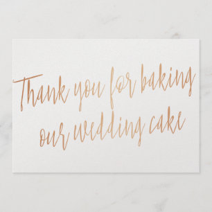 Carte De Remerciements Cuivre "Merci pour la cuisson de notre gâteau mari