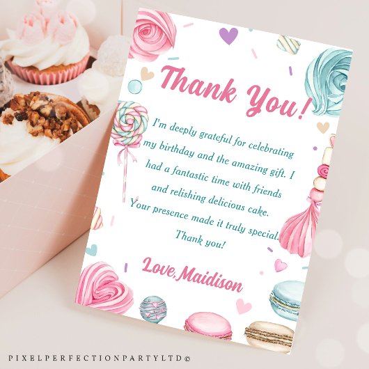 Carte De Remerciements Cupcake Anniversaire fête So Sweet Candy