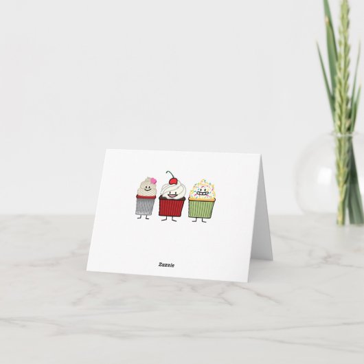 Carte De Remerciements Cupcake famille givrage arroses cerise gâteaux (Dos)
