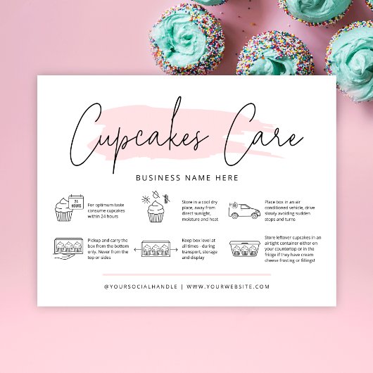 Carte De Remerciements Cupcakes Guide de boulangerie Instructions de soin