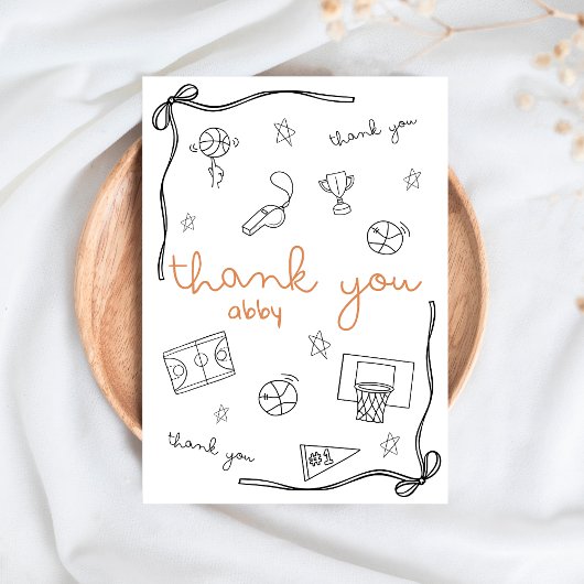 Carte De Remerciements Custom Basketball Thank you Card Doodle