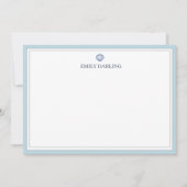 Carte De Remerciements Custom Blue Seashell Logo Nautical Stationary (Devant)