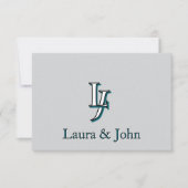 Carte De Remerciements Custom Couple Initials and Names Flat Card (Devant)