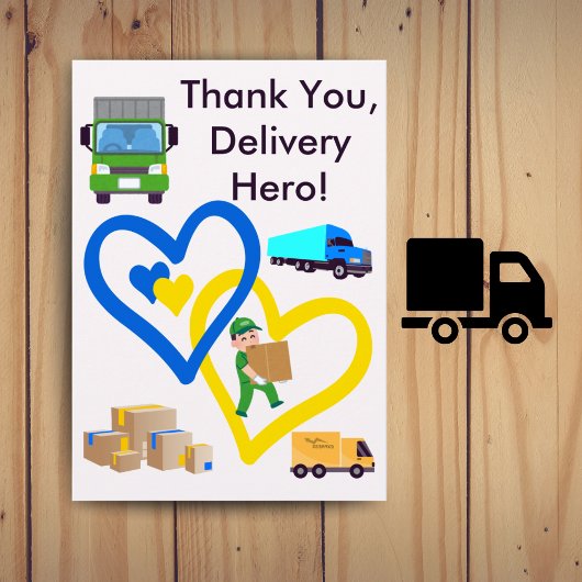 Carte De Remerciements Custom Delivery Driver Card With Editable Note