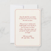 Carte De Remerciements Custom Funeral Thank You Card (Dos)