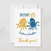 Carte De Remerciements Custom Funny Marine et Gold Ocean Octopus Mariage (Devant)