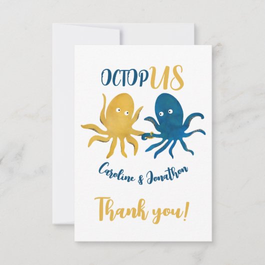 Carte De Remerciements Custom Funny Marine et Gold Ocean Octopus Mariage (Devant)