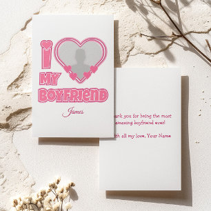 Carte De Remerciements Custom I Love My Boyfriend - Ajouter photo et nom
