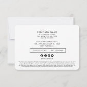Carte De Remerciements Custom Minimalist Small Business Packaging Insert (Dos)