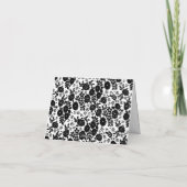 Carte De Remerciements Custom Monogram Flower Pattern Black and White (Dos)