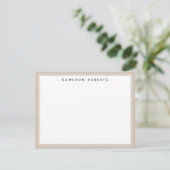 Carte De Remerciements Custom name note card light mocha brown border (Debout devant)