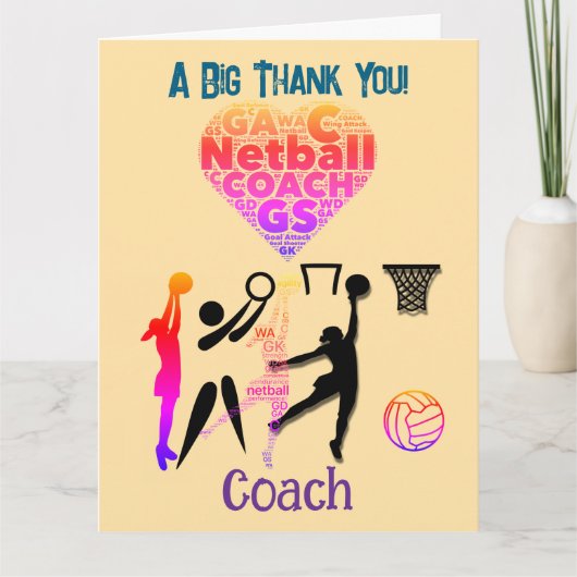 Carte De Remerciements Custom Netball Coach (Devant)