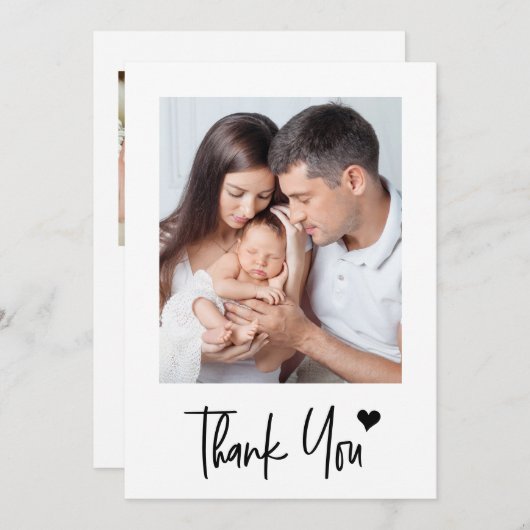 Carte De Remerciements Custom New baby Photos Modern Heart Baby Shower (Devant / Derrière)