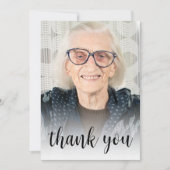 Carte De Remerciements Custom Photo 90th Birthday Party Black Script (Devant)