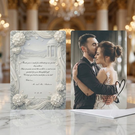 Carte De Remerciements Custom Photo Hydrangea Pearl Formal Wedding