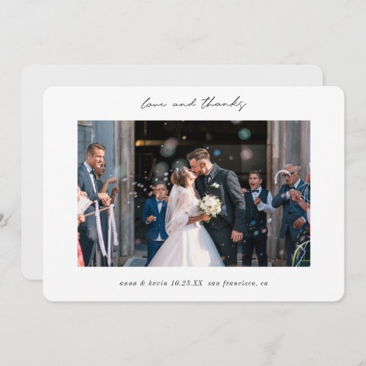 Carte De Remerciements Custom Simple Modern Borders Mariage photo (Devant / Derrière)