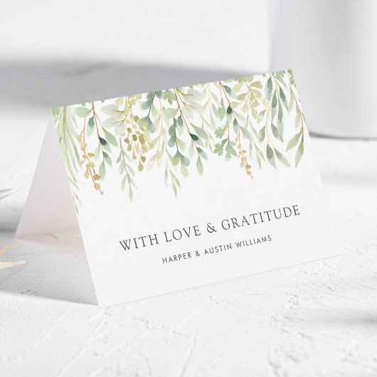 Carte De Remerciements CUSTOM TEXT Feuillage Botanique Vert