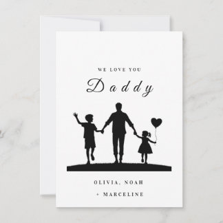 Carte De Remerciements Custom “We Love You Daddy” Silhouette Art