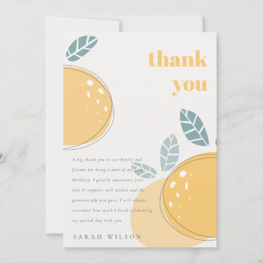 Carte De Remerciements Cute Abstraite Fruité Citron Gras N'Importe Quel Â (Devant)