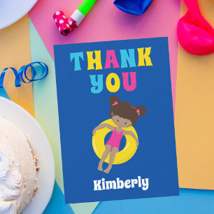 Carte De Remerciements Cute African American Swim Girl Piscine personnali