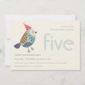 Carte De Remerciements Cute Aqua Blue Birdie N'importe quel âge 5e annive (Devant)