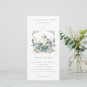 Carte De Remerciements Cute Aqua Blue Flora Teapot Cup Vow Renouvellement (Debout devant)
