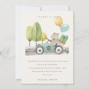 Carte De Remerciements Cute Aqua Green N'importe quel âge Anniversaire Fê