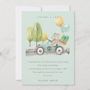 Carte De Remerciements Cute Aqua Green N'importe quel âge Anniversaire Fê