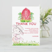 Carte De Remerciements Cute Aquarelle Animaux de ferme (Debout devant)