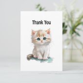 Carte De Remerciements Cute Aquarelle Kitten avec yeux bleus vierge (Debout devant)