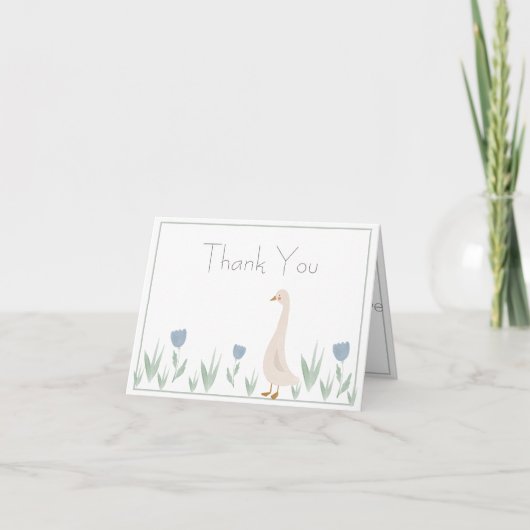 Carte De Remerciements Cute Aquarelle Oie Typographie Florale Simple (Devant)
