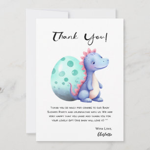 Carte De Remerciements Cute aquarelle Petit Baby shower Dinosaure