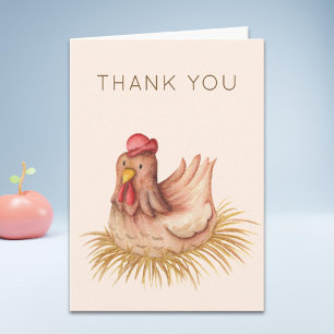 Carte De Remerciements Cute aquarelle poulet