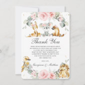Carte De Remerciements Cute Australian Animals Rose Floral Vert (Devant)