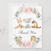 Carte De Remerciements Cute Australian Animals Rose Floral Vert (Devant)