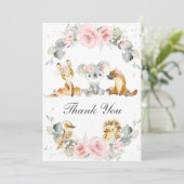 Carte De Remerciements Cute Australian Animals Rose Floral Vert (Debout devant)