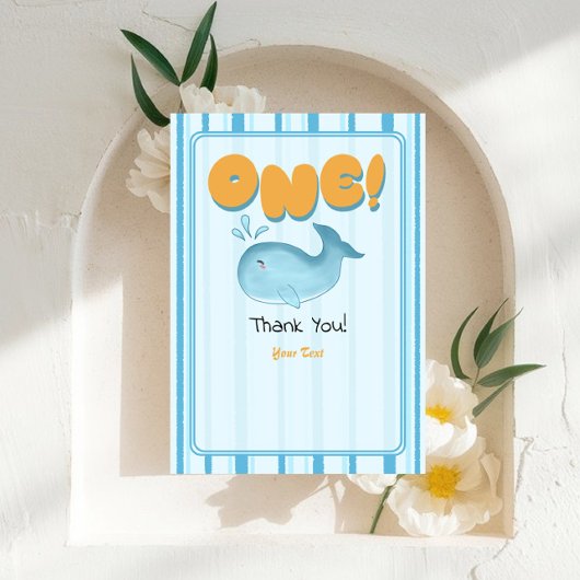 Carte De Remerciements Cute Baby Blue Whale 1st Birthday