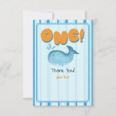 Carte De Remerciements Cute Baby Blue Whale 1st Birthday (Devant)