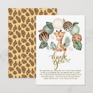 Carte De Remerciements Cute Baby Giraffe Poster de animal Safari