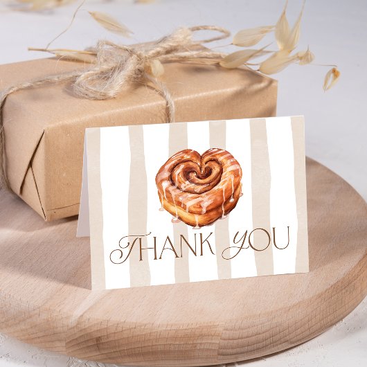 Carte De Remerciements Cute Bakery Themed Cinnamon Roll