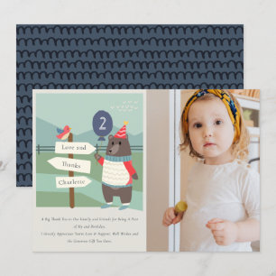 Carte De Remerciements Cute Birdy Bear Étape de vie Tout âge Photo Annive
