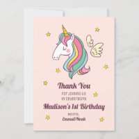 Cute Birthday Doodle Flying Rainbow Unicorn