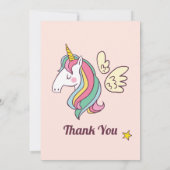 Carte De Remerciements Cute Birthday Doodle Flying Rainbow Unicorn (Dos)