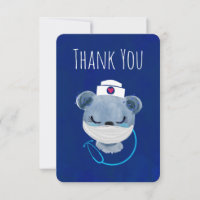 Cute Blue Bear Nurse portant un masque protecteur